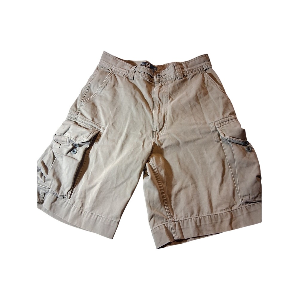 Polo Ralph Lauren Mens Tan Cotton Twill Cargo Shorts Khaki Size 31 Utility